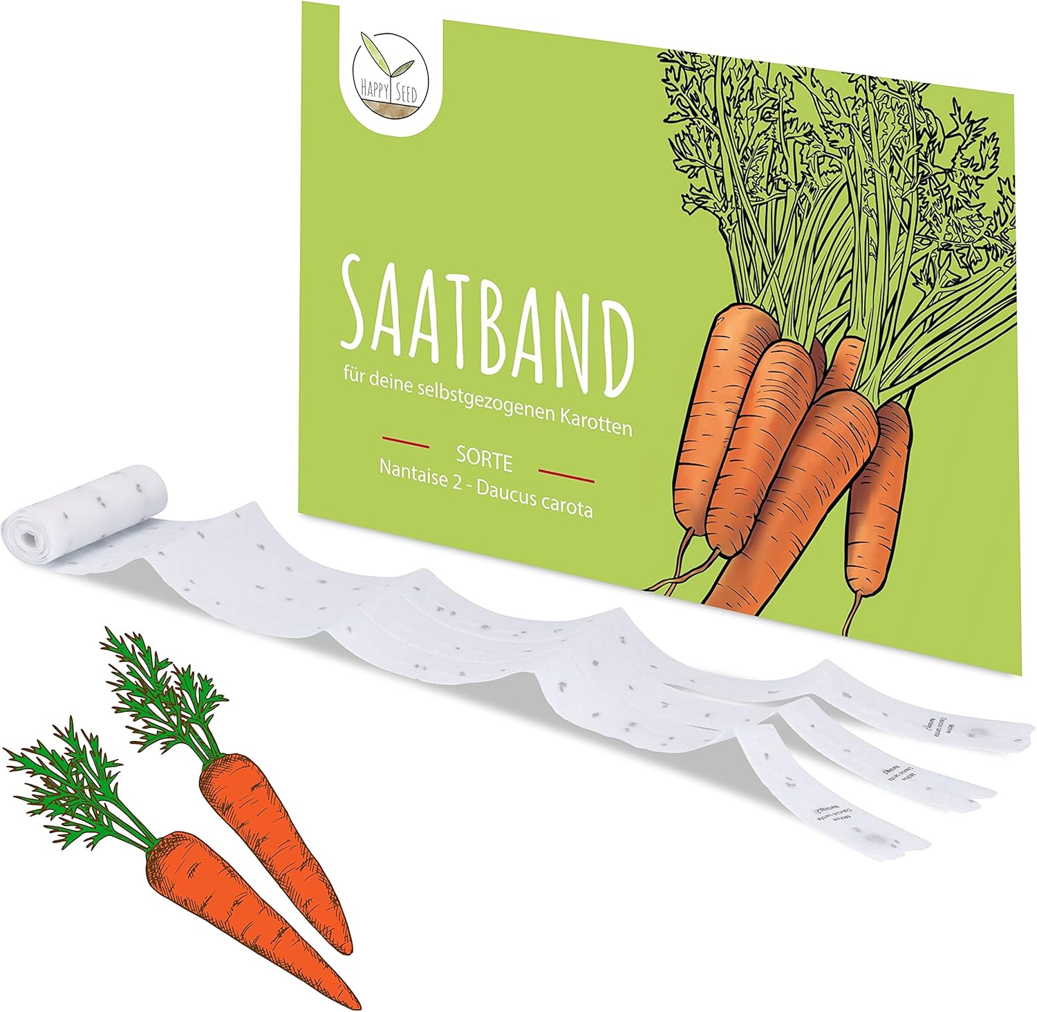 5m Ruban de graines de carottes (Nantaise 2 - Daucus carota) - Carottes juteuses et croquantes idéales pour la culture dans le jardin, la jardinière de balcon et le potager