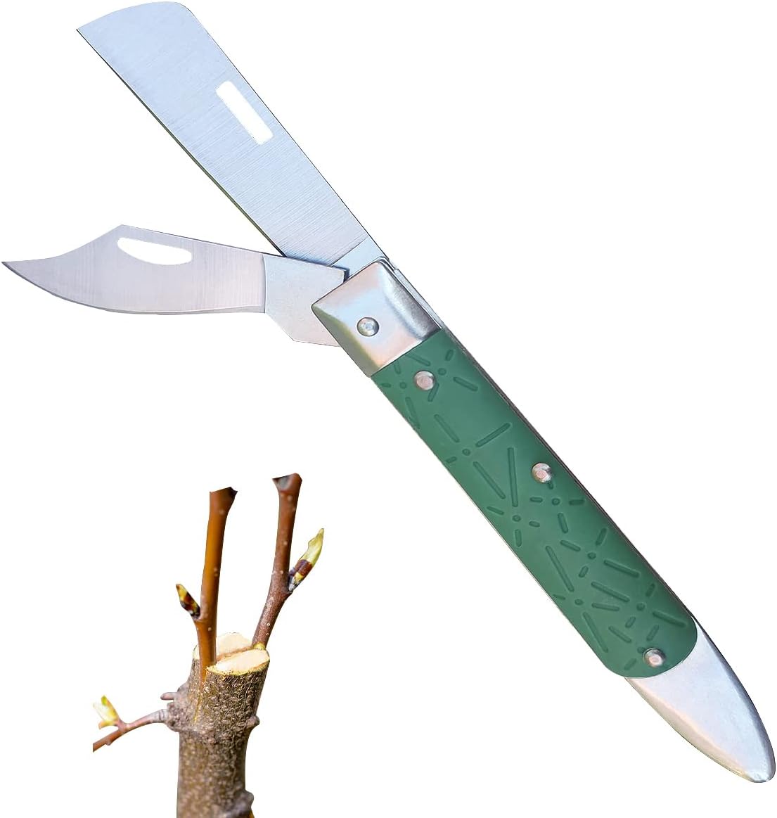 XiXiRan Couteau de Greffage Pliant, Couteau de Greffage, Couteau de Jardin, Couteau Pliable Greffe D'élagage, Couteau Greffe Lame Double, Couteau de Jardinage de Greffage, Outil de Greffage de Jardin