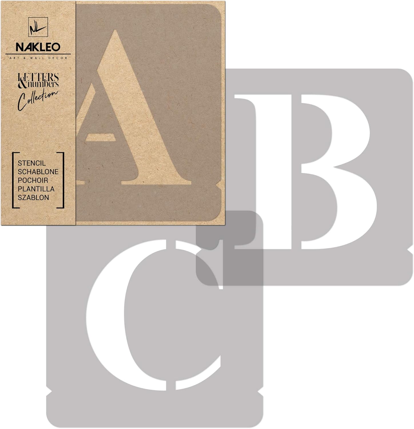 Alphabet Pochoirs pour Peinture 42 Pcs, 5cm Lettres & Chiffres Times Roman Capital, Modèle en Plastique, Réutilisable, DIY Bricolage Artisanat Décoration a Peindre, Mur Bois Tissu Meuble