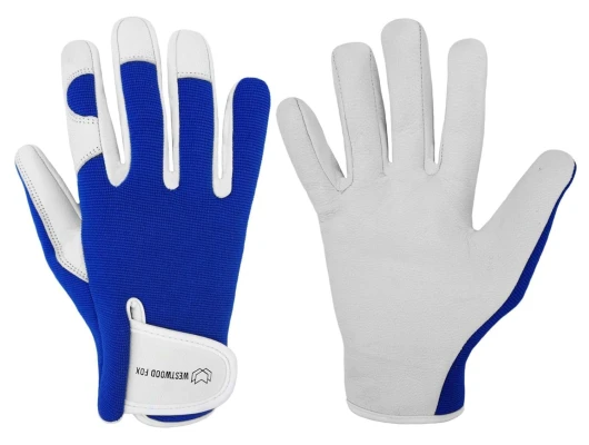 WESTWOOD FOX Gants de jardinage hommes/femmes, Gréeur à l'épreuve des épines Gants de travail, Écran tactile, Respirant, Gants de travail de sécurité légers, qualité Premium (bleu, L) L Bleu