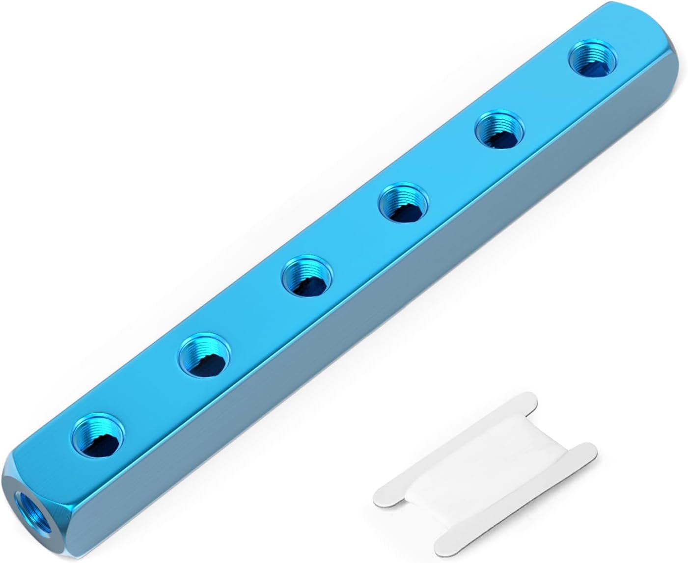 TAILONZ PNEUMATIC 1/4" Bleu 6 voies 9 Port pneumatique Shunt bloc aluminium Bloc de distribution d'air,Distributeur d'air,Bloc de distribution d'air comprimé 6 Chemin 9 Positions 1