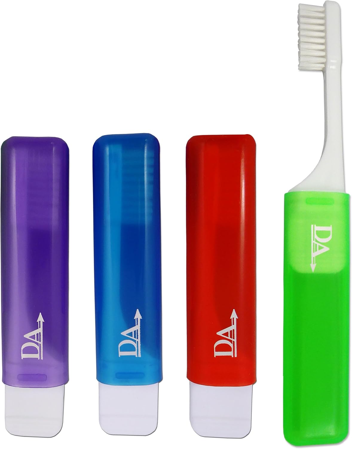 VTrim Lot de 4 brosses à dents orthodontiques de voyage 4 couleurs, Bleu, Vert, Violet, Rouge