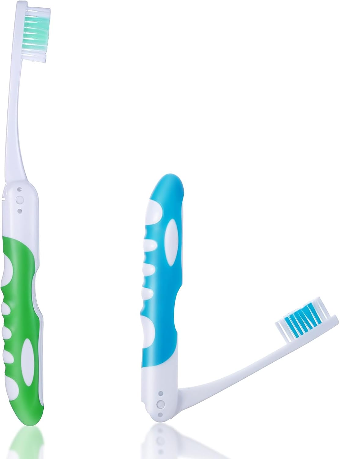 Aeaocvo Lot de 2 brosses à dents de voyage, pliables, portables pour voyage, adultes, camping, école, voyage d'affaires (bleu, vert)