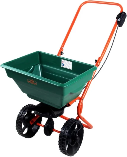 ® Épandeur 25L pour semence engrais sel et sable Épandeur d'engrais avec grandes roues Jardin gazon extérieur