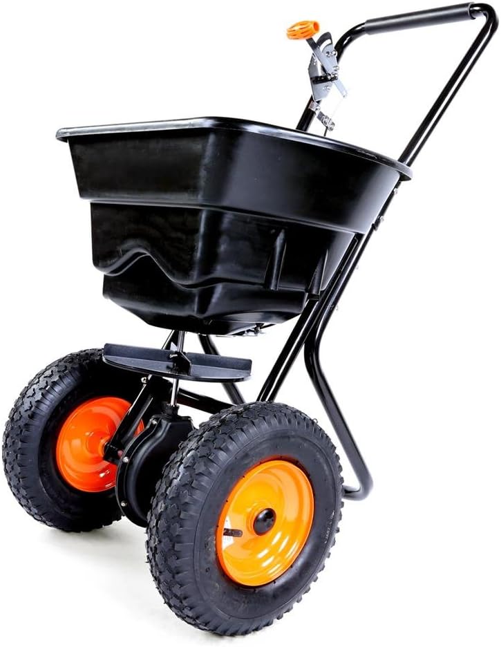 Épandeur centrifuge sur roues FUXTEC FX-GS36-36kg de capacité, semoir centrifuge pour semences, engrais, sel, gravillons, dosage à réglage continu, conçu pour vitesse de poussée 5km/h FX-GS36 - 36kg de capacité