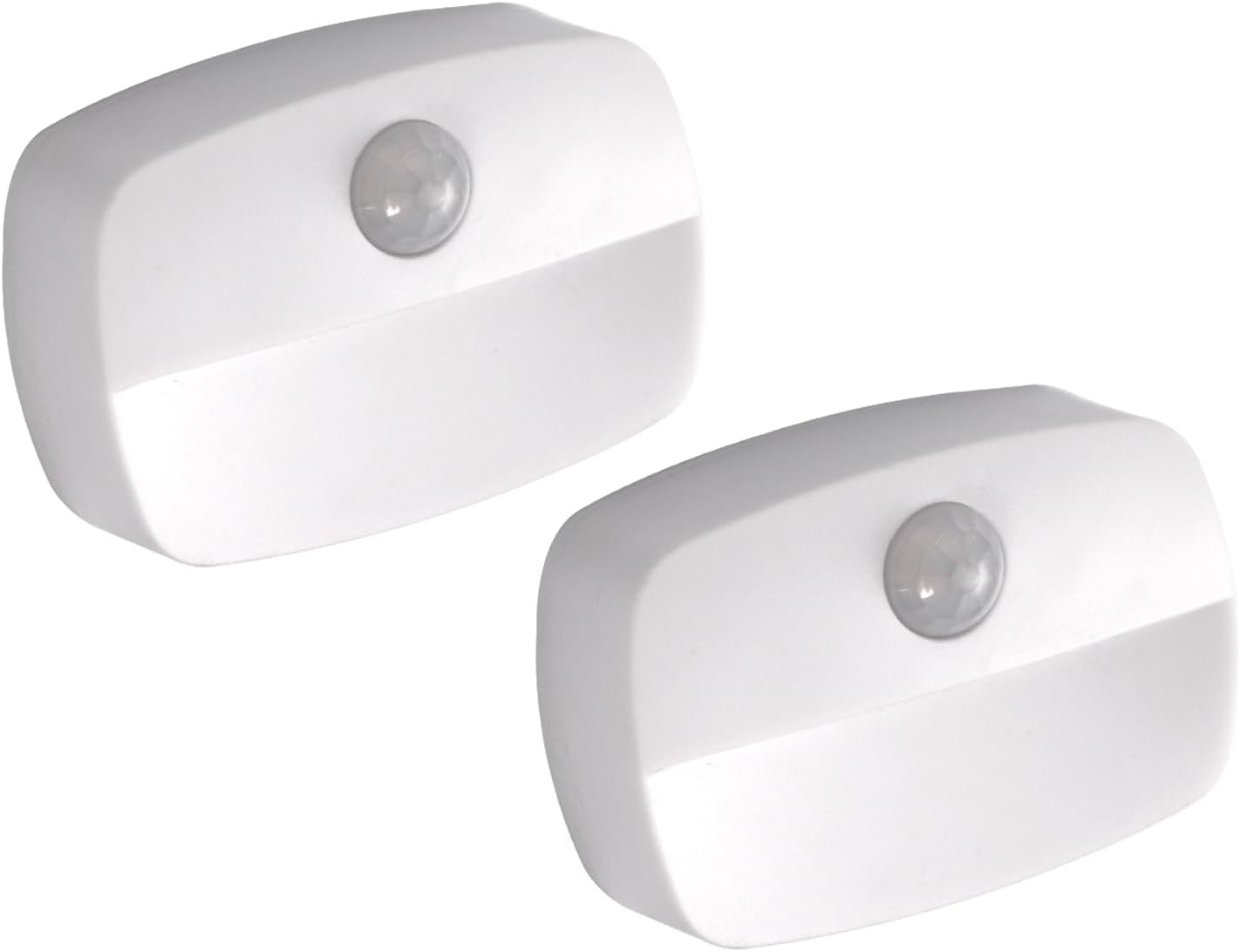 Lot de 2 Veilleuses LED, Veilleuses LED avec détecteur de movement, 6500K Blanc Froid Veilleuse Enfant pour Chambre Bébé, Cuisine, Couloir, Escalier, Salon, Non dimmable,（piles AAA） Rectangle