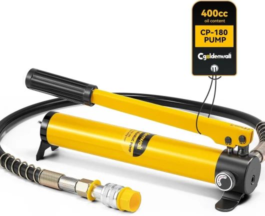 CP-180 Pompe Hydraulique Manuelle, avec Tuyau de 0,8m, Haute Pression 60kg/cm², Teneur en Huile 400cc, pour Utilisation avec Des Variétés d'Outils Hydrauliques