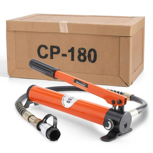 CP-180 Pompe Hydraulique Manuelle, Haute Pression 60 kg/cm², Teneur en Huile 400cc, avec Tuyau de 0,8m, pour des Outils Hydrauliques