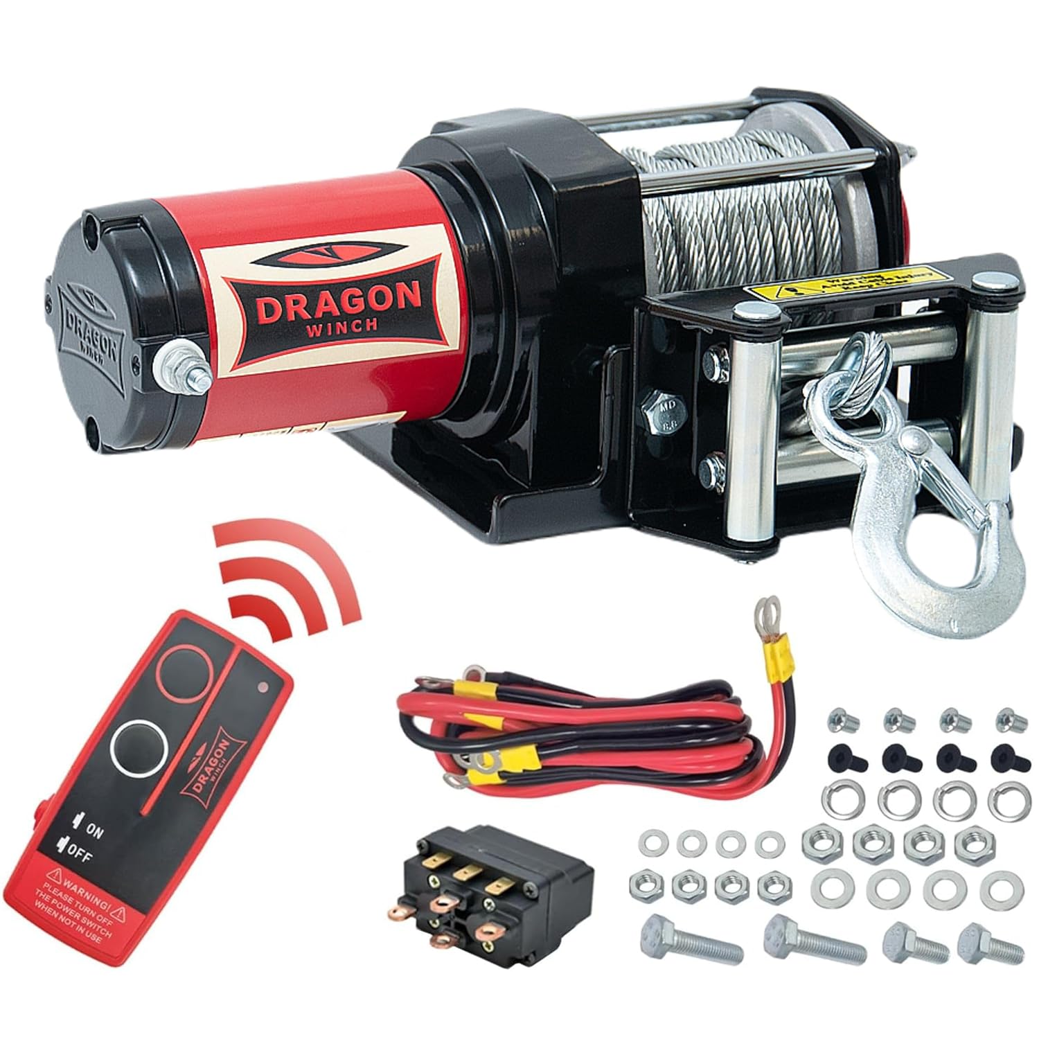 Treuil électrique 12V Palan électrique série Maverick 3000 lbs / 1360 kg, avec câble en acier 10m pour Charrues, Quads, ATV, UTV - incl - télécommande sans fil + accessoires treuil