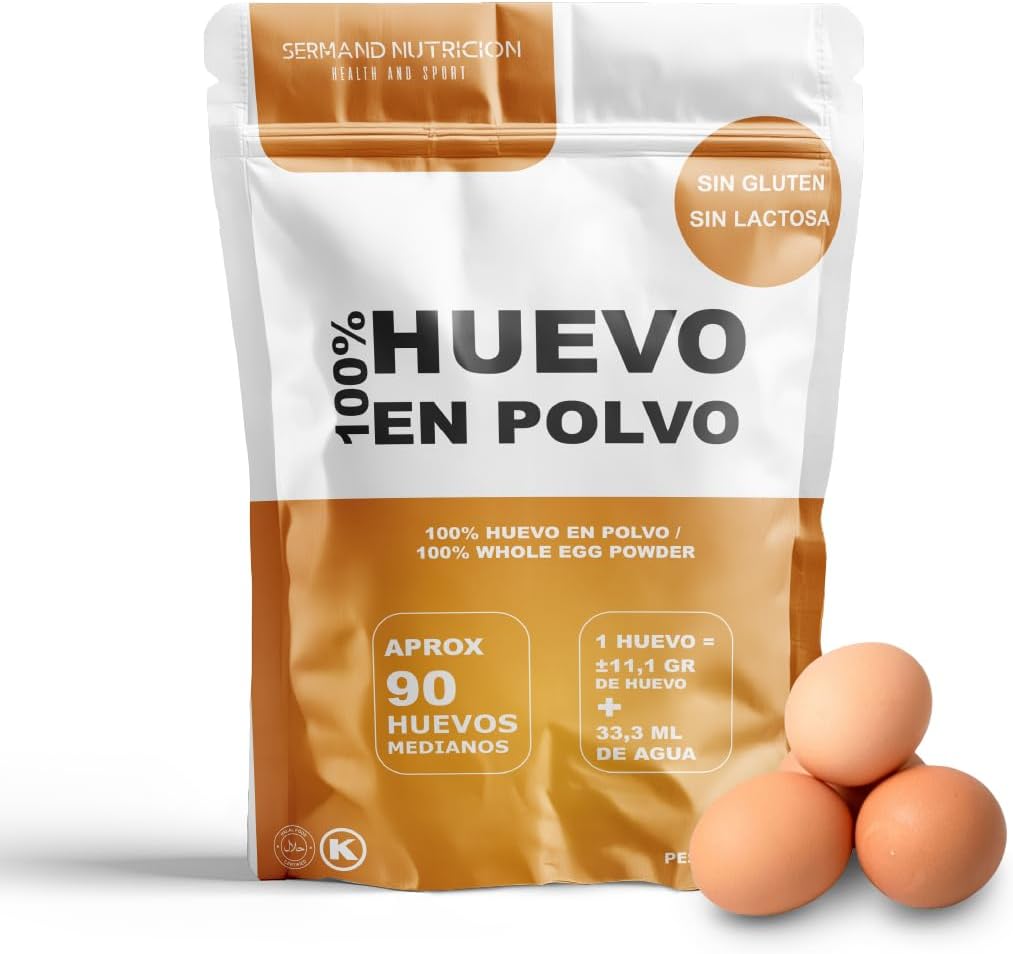 Œuf en Poudre (1 kg) - Œufs Pasteurisés Sans Gluten - Œuf Déshydraté - Sans Additifs - Produits Sans Lactose - Présentation en Sachet Zip