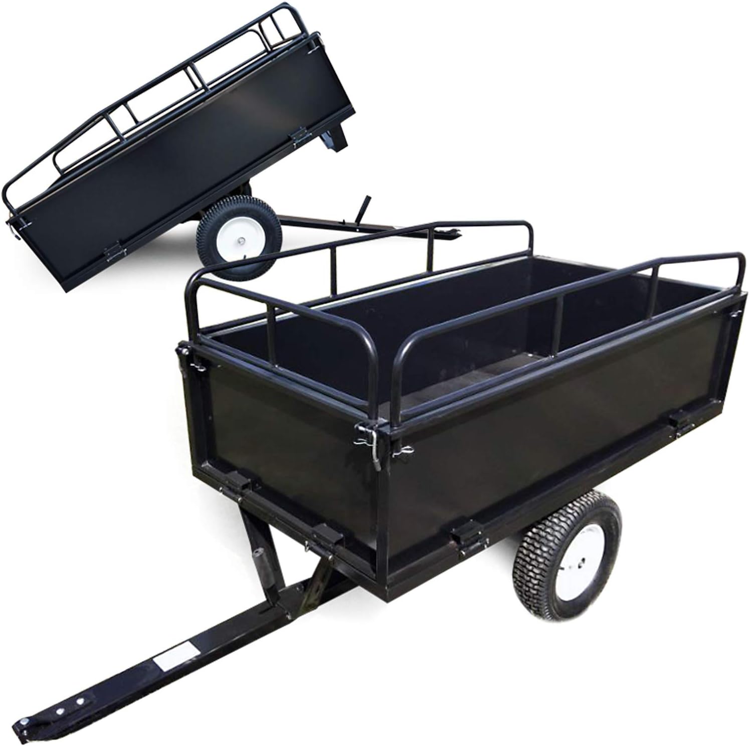 Remorque basculante sur pneus – 200 x 78 x 94,5 cm – avec Main Courante et Parois Amovibles – Dispositif d’attelage Universel – Jardinage, Transport ‎200 x 78 x 94,5 cm