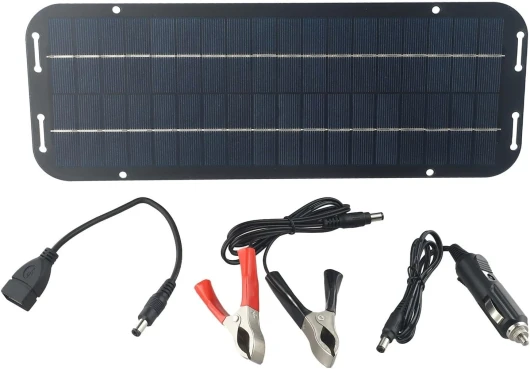 Chargeur solaire 60 W 12 V pour batterie de voiture, étanche IP65, chargeur de panneau solaire portable pour voiture, camping-car, bateau, automobile et moto