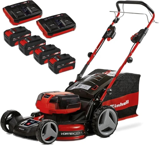 Professional Tondeuse à gazon sans fil GP-CM 36/47 S HW Li Power X-Change (36V, 47 cm largeur de coupe, autotractée, moteur sans charbon) Livré avec 4 Batteries 4,0Ah et 2 Chargeurs Doubles Ancienne version : 47cm Avec Batteries et Chargeur