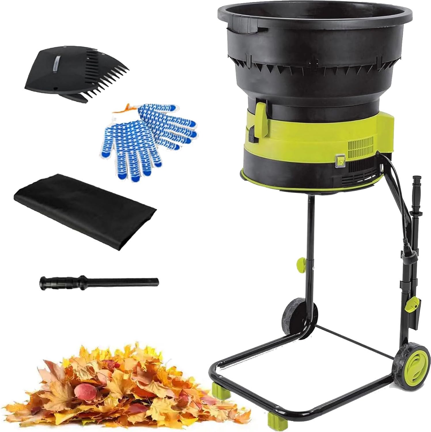2500w Broyeur à Feuilles électrique Broyeur De Compost Broyeur De Branches Hachoir à Feuilles Broyeur De Feuilles De Jardin,Diamètre De L'entonnoir 54 Cm Pour Nettoyage Cour,noPowercord
