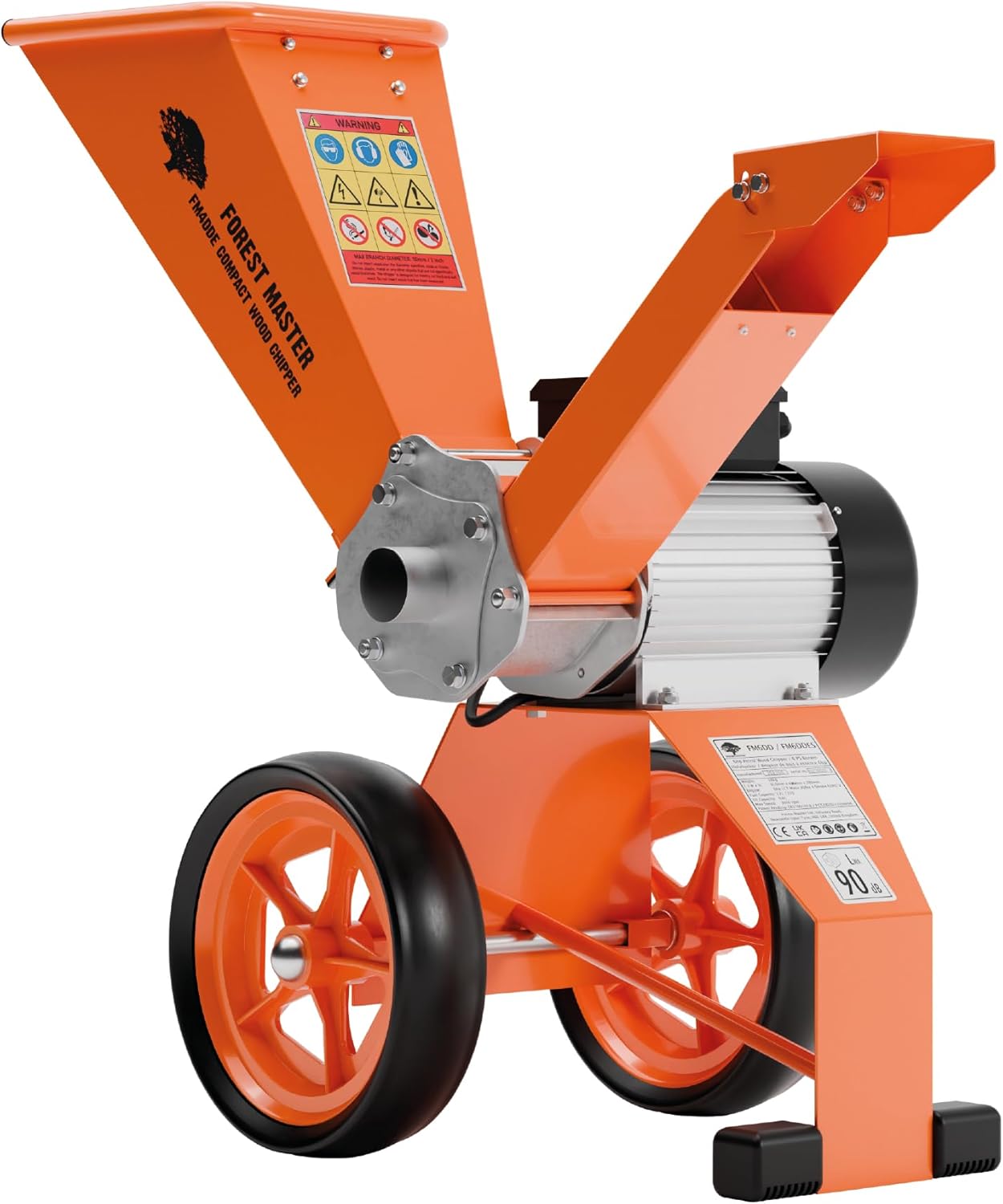 FM4DDE-EU-ADJ Broyeur de Bois Électrique 4hp avec Trémie Rotative – Entraînement Direct, Compact et Portable – Broie jusqu’à 50 mm de Diamètre avec Système Anti-Bouchage Amélioré et Prise EU