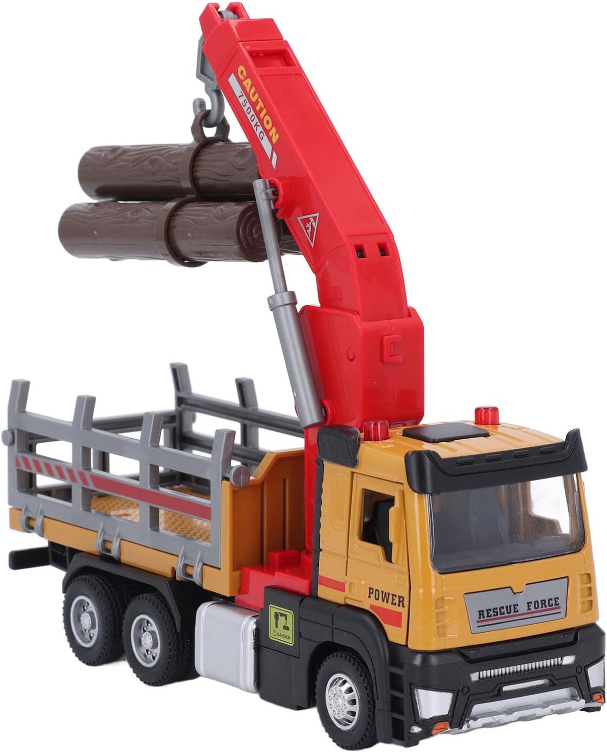 Camion de Grumier de Bois Big Tow Trucks Toy 1:32 Grue de Transport de Bois en Alliage Simulation Camion de Grumier avec Son Léger pour Les Enfants en Bas âge (Jaune)