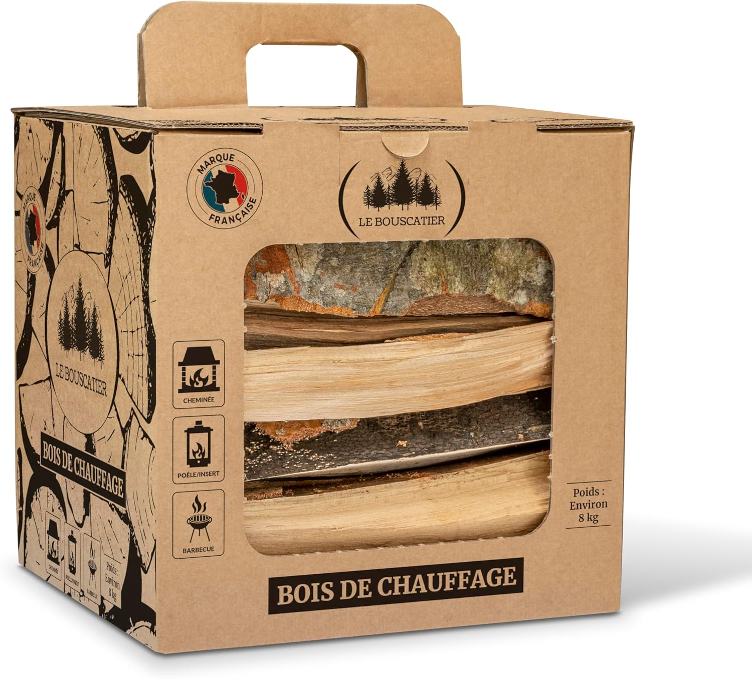 Bois de Chauffage pour cheminée poêle Four Pizza cuisinières Barbecue Charbon et brasero - 20L Bois séché hêtre chêne Boite Allumette Offerte