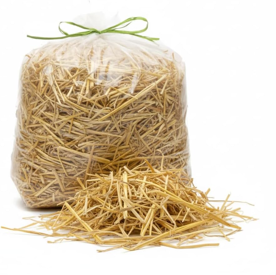 Litière en paille bio 5 kg pour petits animaux, lapins, rongeurs, poulets, cochons d'Inde, chevaux, poules, ânes, poulains - paille dépoussiérée, naturelle, absorbante, écologique, thermoisolante