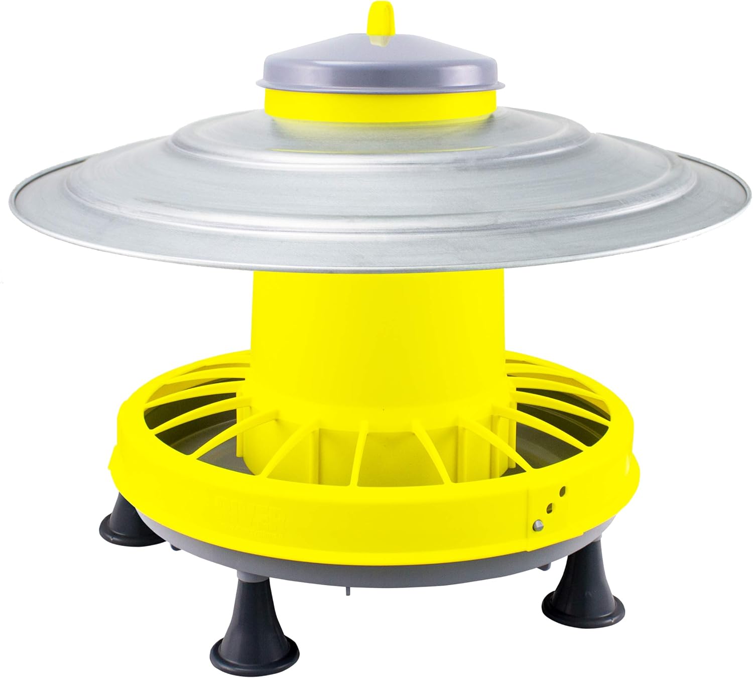 Mangeoire Poules Anti Pluie 9 Kg - Grille Anti-Gaspillage et Pieds - À 3 Positions de Réglage- Largeur 40,5 cm Hauteur 43,5 cm