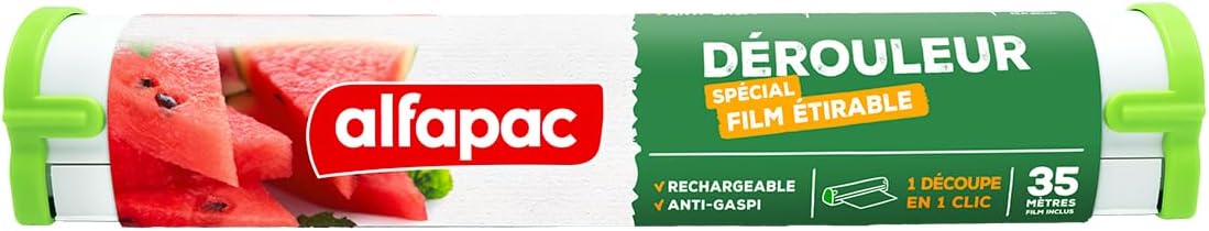 Dérouleur de film étirable 35M - Très extensible, adhérent et résistant - Rechargeable