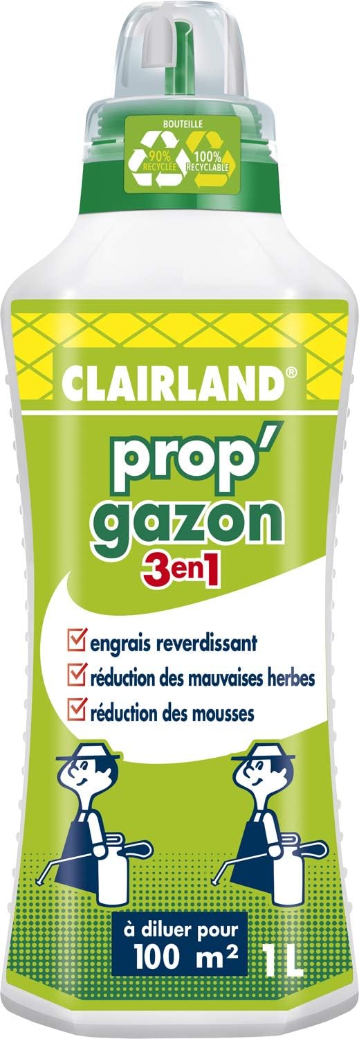 Engrais Prop'Gazon 3 en 1, A diluer, Pour 100 m², 1 L, CLAIRGAZ1000