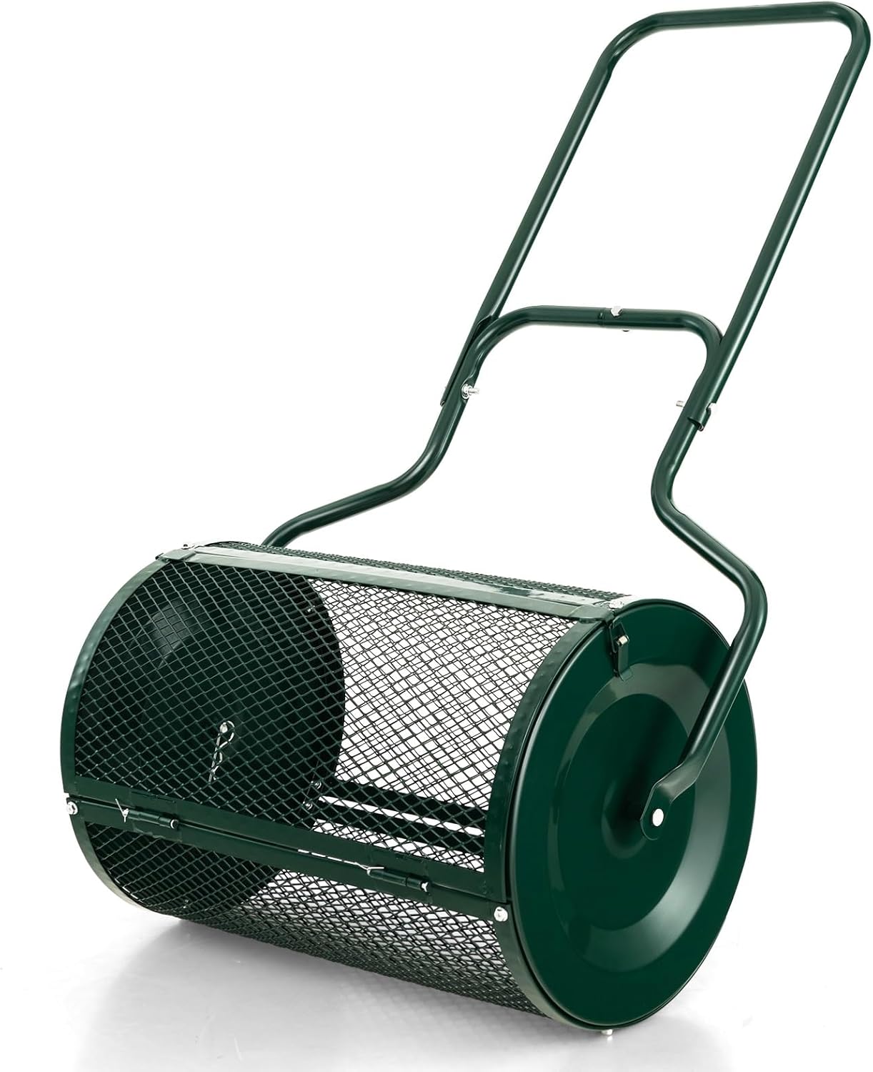 Épandeur de Compost 75L avec Pinces Latérales et Poignée en Forme de U, Épandeur de Fumier en Maille Métallique Robuste pour la Plantation et Le Semis pour Pelouse et Jardin (75L,Vert) 75L Vert