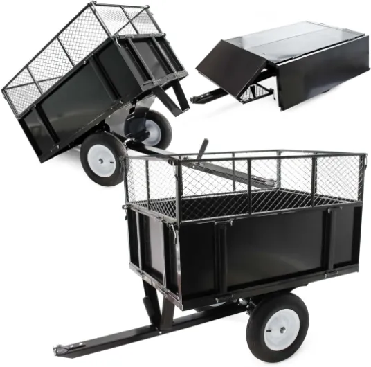 Remorque basculante sur pneus – 114 x 76 x 30 cm – avec Grille rehaussée et Parois Amovibles – Dispositif d’attelage Universel – Jardinage, Transport 114 x 30 x 76 cm