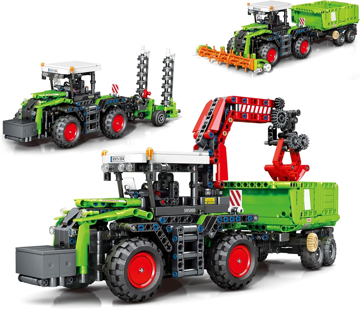 Charmofun 3 en 1 Technic Tracteur Moissonneuse, 1481 pièces Technik Tracteur, Jouets de Construction Tracteur pour Enfants Dès 12 Ans, Véhicule Agricole Cadeau pour Garçons et Filles