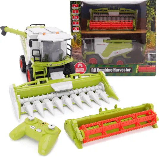 Toyland® 31 cm (12") Moissonneuse-batteuse télécommandée avec lumières, Son et Effet de fumée - 2 Accessoires de récolte Inclus - Jouets agricoles - Échelle 1:24