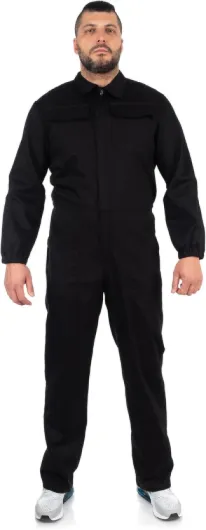 Ultra Salopette De Travail Homme En Coton - Combinaison De Travail Homme Avec Fermeture Éclair Cachée, 2 Poches Supérieures, 2 Poches Avant, Poignets Et Ceinture Élastiques XL Noir