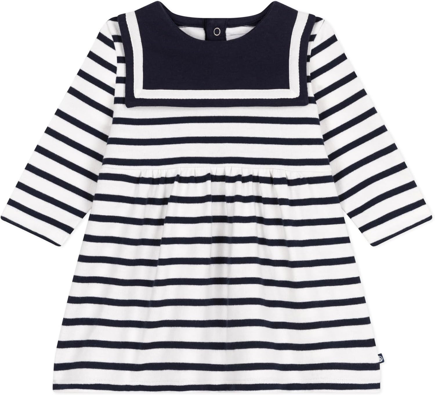 Robe Manches Longues Bébé Fille 6 mois Blanc/Bleu