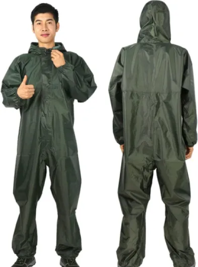 Guiran Combinaison imperméable et résistante à l'huile et à la poussière Isolation agricole Vêtement de travail poli Combinaison à capuche résistante aux produits chimiques Pour applications XL Vert kaki, imperméable et résistant à la poussière