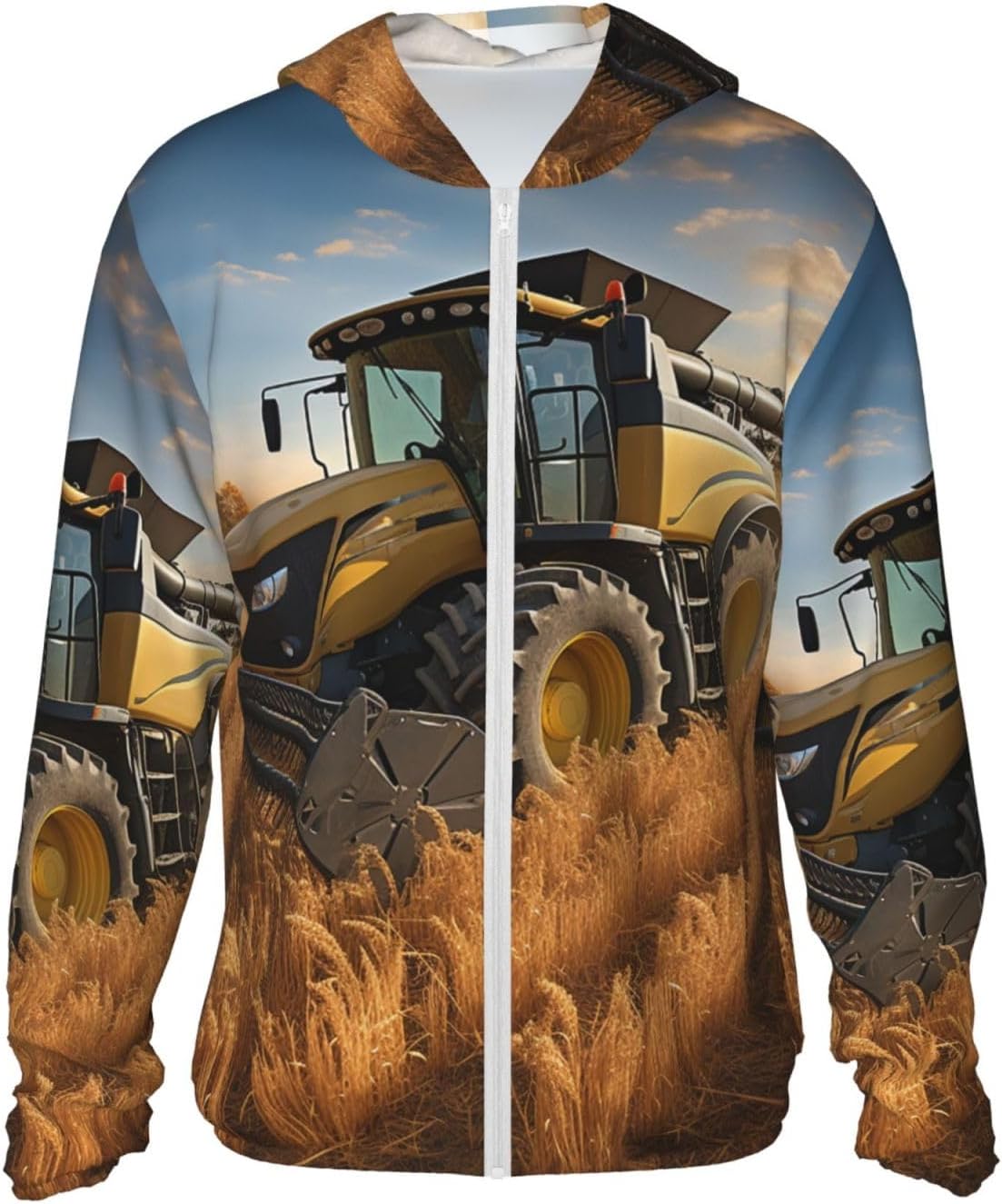 Sweat à capuche léger à manches longues avec protection solaire - Motif tracteur agricole - Séchage rapide - Pour l'extérieur XXL Noir