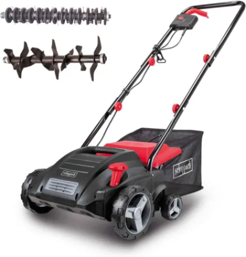 Scarificateur électrique SC32 - 1500W - Largeur de coupe 32cm - Bac 30 L - Réglage en hauteur 4 positions/jusqu'à 4mm - Arbre de scarification (16lames) et d'aération (20griffes) inclus