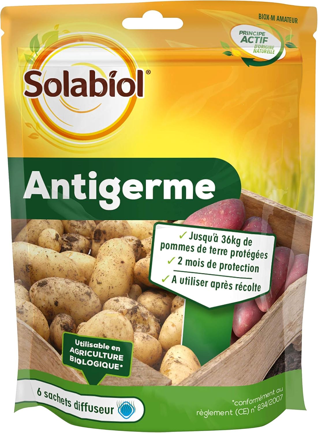 Anti Germe Pomme de Terre - 6 Sachets Diffuseurs - 1 Sachet Protège 2 Mois Pour 6Kg - Jusqu'à 36 Kg Protégés Après Récolte - Utilisable En Agriculture Biologique SOGERM90
