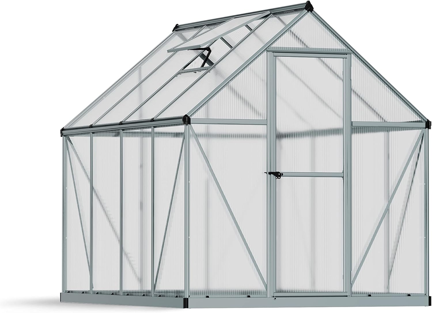 CANOPIA Palram Mythos Serre de Jardin– Polycarbonate Protégé Contre Le Solaire et Cadre en Aluminium, Base Inclue - Argent 6 x 8m Argent