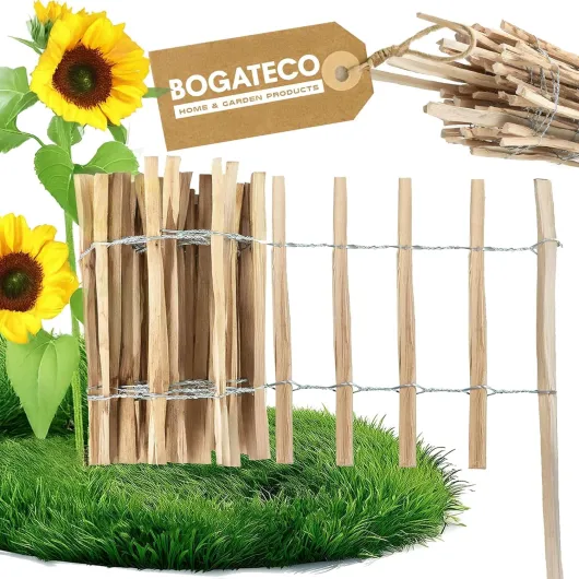 Piquet Clôture en Noisetier Bois - 500 cm de Long et 60 cm de Hauteur - Distance Entre Lattes 4-5 CM - Idéal comme Une Clôture de Jardin - Peut être Utilisé comme de Support pour Les Vignes 60 cm de Hauteur 4 À 5 Cm