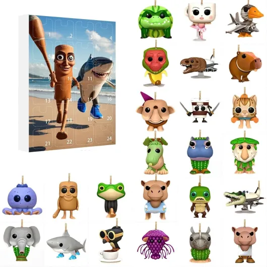 Introti Calendrier de l'Avent Tung Tung Sahur, figurine Tralalero Tralala, 24 jours Tung Tung Sahur, collection de calendrier de décoration