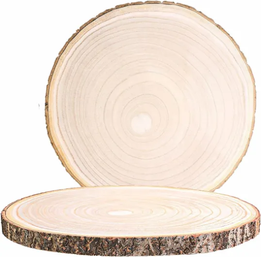 HERZONE 30~35cm en bois Paulownia pour bricolage, panneaux de bois polis, ronds, en bois de paulownia naturel (2)