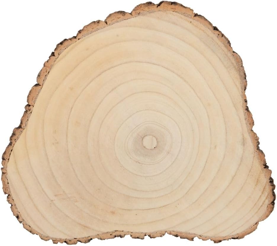 J-Line Rondin de bois 40 cm, rondelle de bois, rond en bois décorative comme plateau de service, décoration de table ou pour bricoler, rondin en bois de paulownia durable, 40 x 34.5 cm 40 x 34,5 x 3 cm
