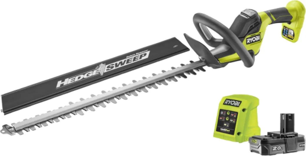 Taille-Haies RYOBI 18V One+ - 1 Batterie 2.0Ah - 1 Chargeur - RY18HT55A-120 LINEA (ergonomique) 55 cm Batterie 2,0 Ah