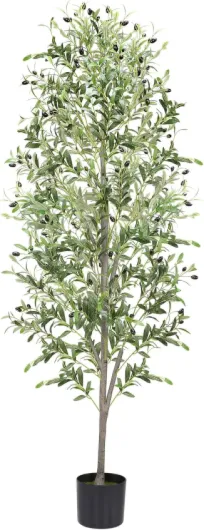 180cm Olivier Artificiel, Faux Olivier Interieur avec des Feuilles D'olivier Réalistes et Une Base Inférieure Epaissie avec Poids en Ciment, pour Décoration du Salon, Chambre, et Bureau 18 cm Vert et Marron