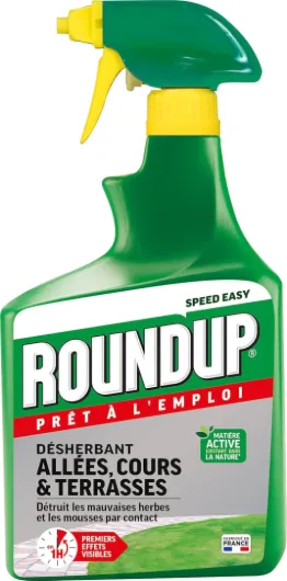 RDCA12A - Désherbant Cours, Allées Terrasses Prêt à L'emploi 1,2 L - Premiers effets visibles 1h - Elimine mauvaises herbes et mousses par contact - Produit à base d'acide pélargonique - 33 m² Pulvérisateur de 1,2 L Désherbant
