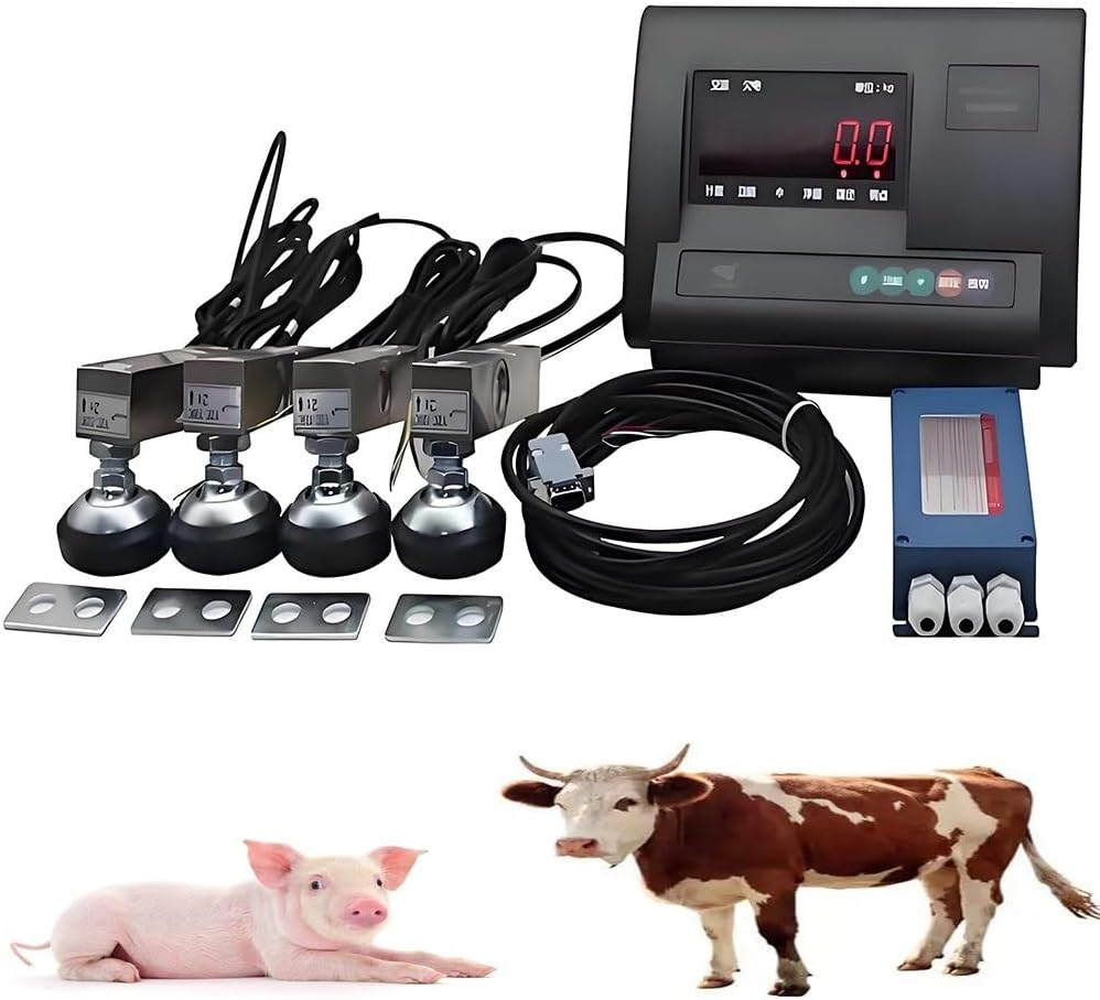 Balance électronique de Haute précision pour bétail avec 4 cellules de Charge, écran LED et boîte de jonction pour Pesage Complet des bovins, porcins et caprins.