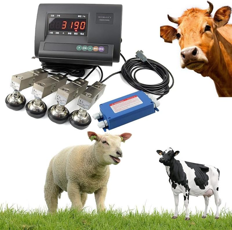 Kit de Balance pour bétail, 5 000 LB, étanche, avec Cellule de Charge à Compression et Poutre en Acier, Balance au Sol, indicateur de pesée, pour Animaux (Vache, Cochon, chèvre)