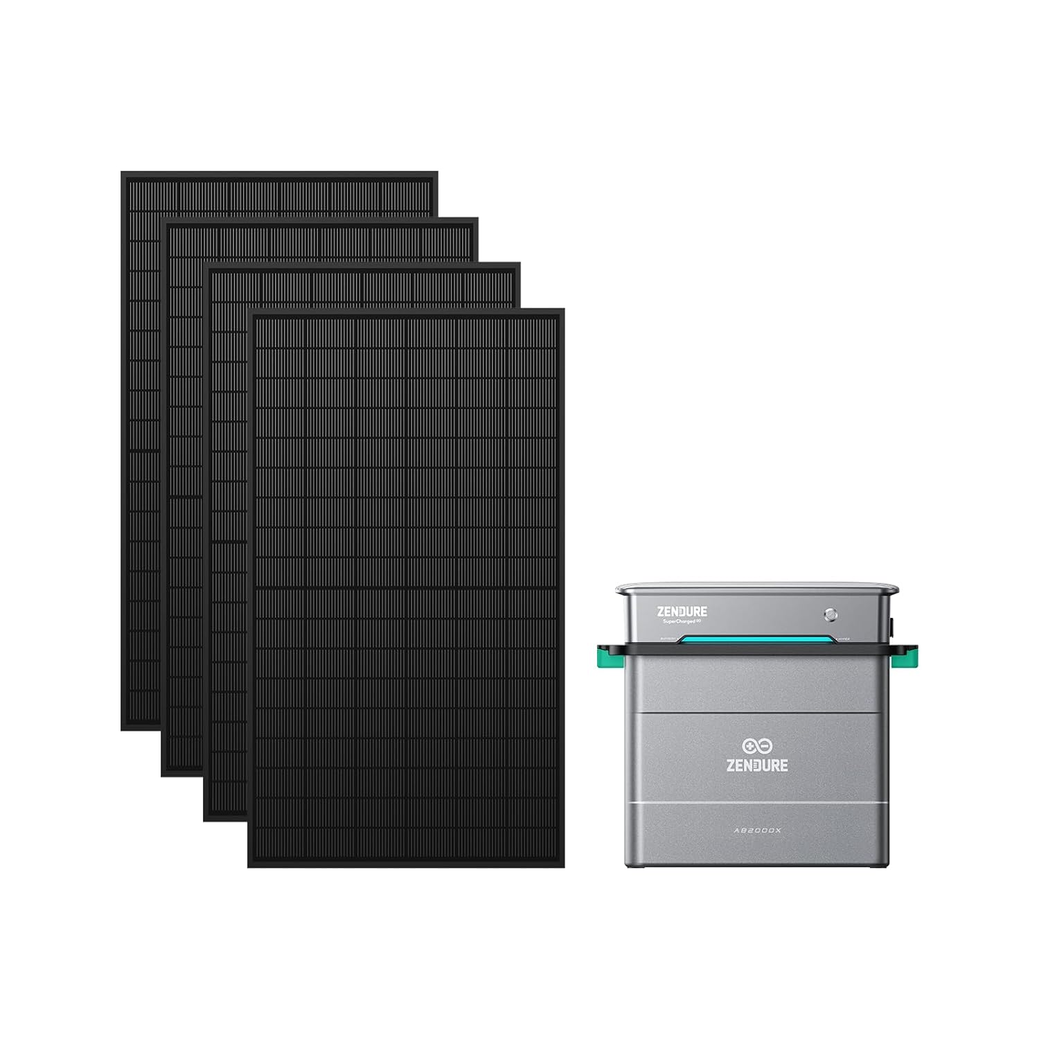 Zendure Solarflow Hyper 2000 avec AB2000X 1920Wh, Centrale Électrique de Balcon avec Entrée Solaire 1800W, HUB Intégré(Unité de Contrôle Intelligente) et Micro Onduleur, Biface Panneau Solaire 1720W Hyper 2000 + 1*AB2000X + 4*Bifacial Panel 430W