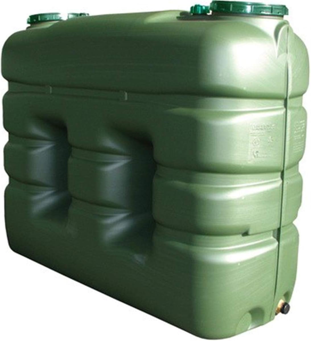 Réservoir d'eau potable rectangulaire 3000 litres en polyéthylène haute densité (PE-HD), Vert, Citerne