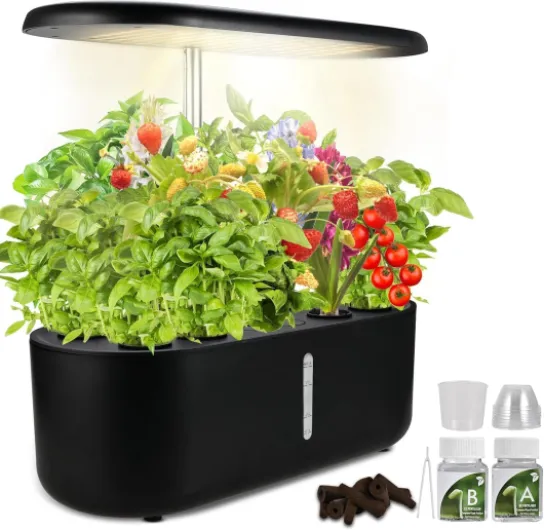 Potager Interieur Hydroponique 10 Pods Jardin Interieur avec LED Grow Light 3 Modes de Croissance Intelligents Kit Complet de Cultures Hydroponiques (Système de Culture Hydroponique)