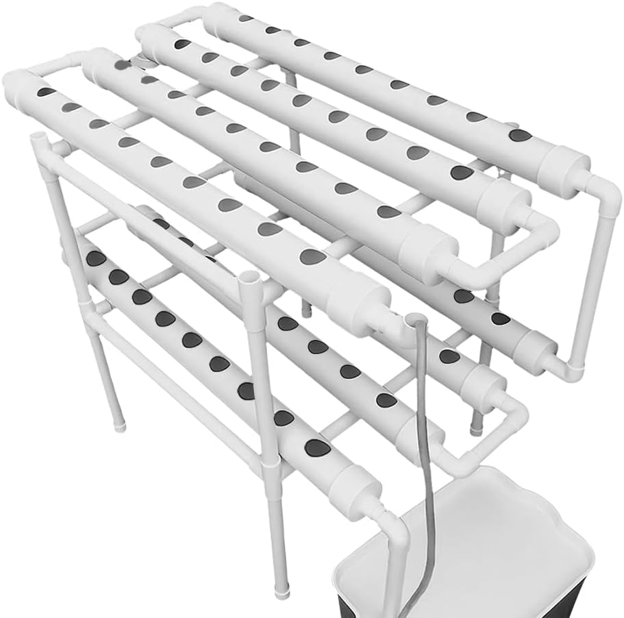 Kit de culture hydroponique à double couche en PVC-U - Système de culture en PVC-U à double couche - Système d'irrigation automatique - Système hydroponique sans faille pour jardin, balcon, culture de
