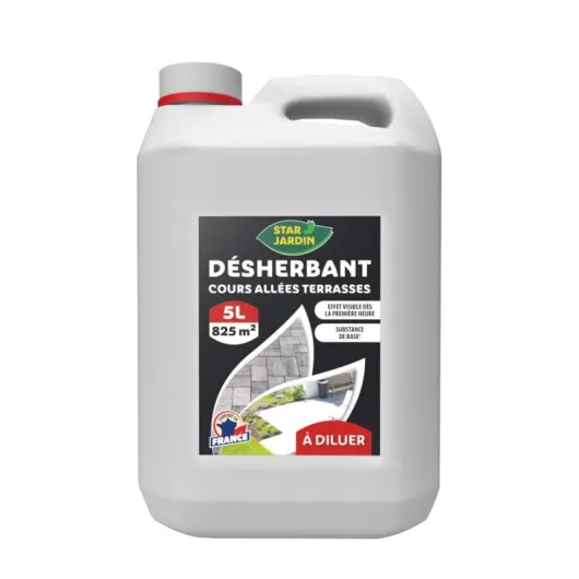 Désherbant à diluer cours allées terrasses 5 litres Pour 825 m²
